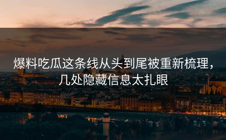 爆料吃瓜这条线从头到尾被重新梳理，几处隐藏信息太扎眼